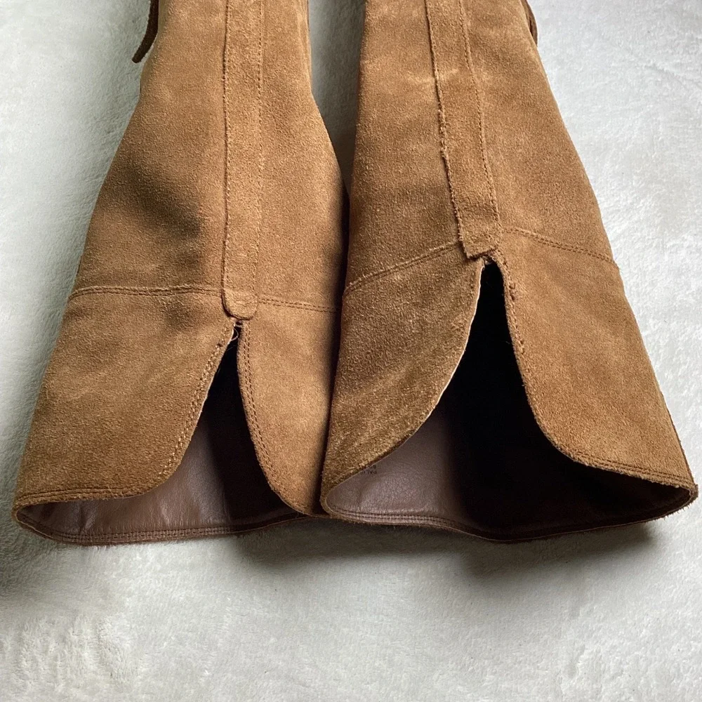 Steve Madden Palisade Tan Suede Over The Knee Tall Boots Stacked Block Heel